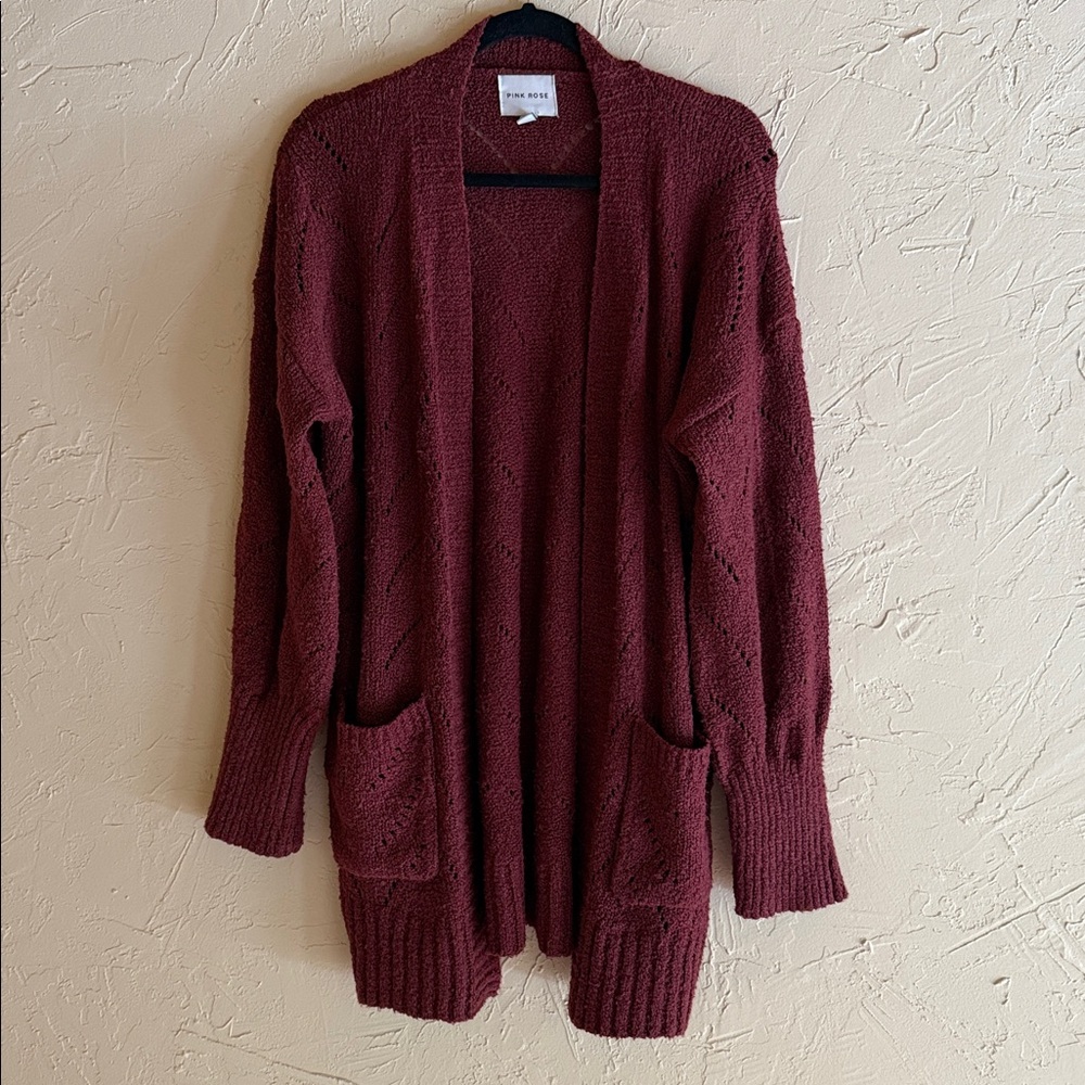 Burgundy Cardigan with pockets